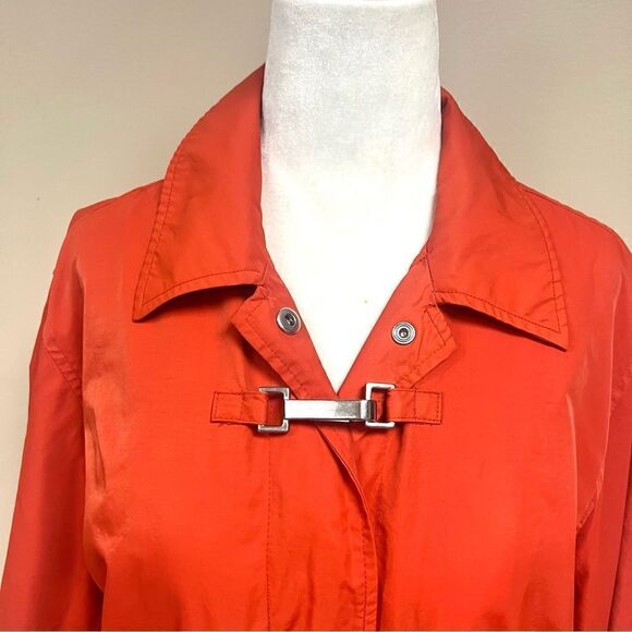 Liz Claiborne orange rain jacket with snap closures Sz S - Picture 2 of 8